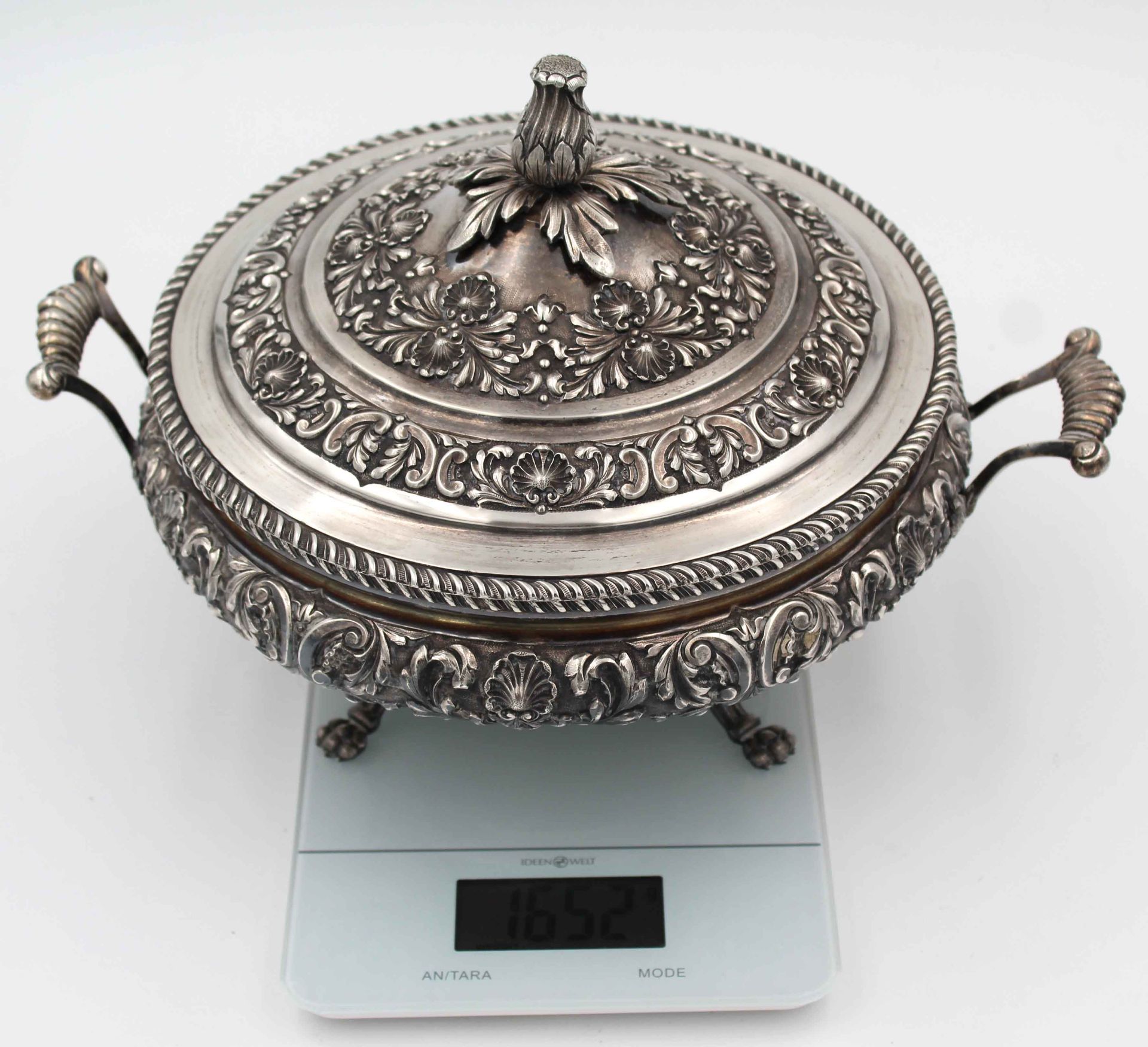 Terrine. Silber 925. 1652 Gramm.30 cm x 25 cm. Gepunzt ''STERLING 925 - 1000''.Tureen. Silver 925. - Bild 4 aus 12