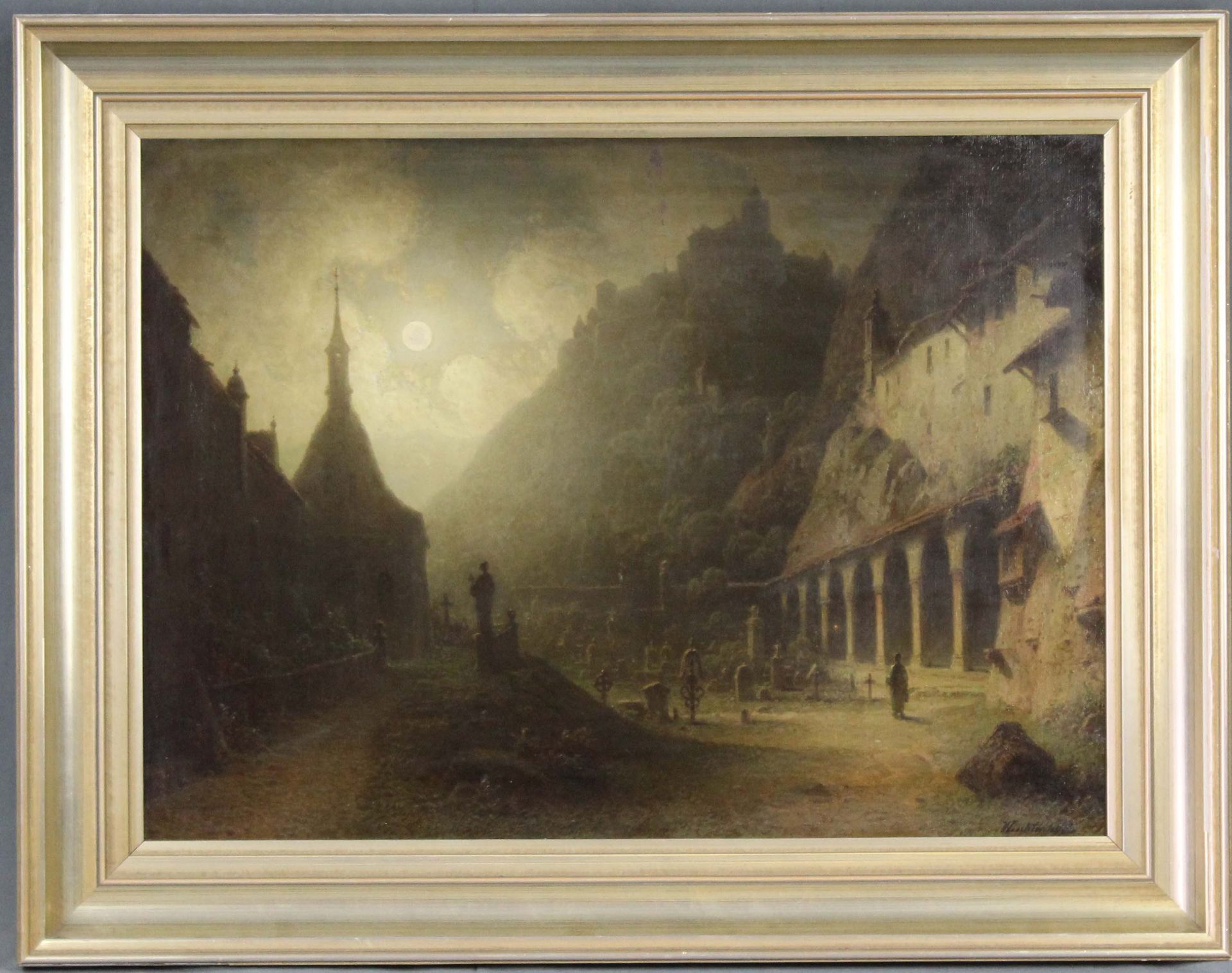 Wilhelm LICHTENHELD (1817 - 1891). Salzburg, Abend.55 cm x 75 cm. Gemälde. Öl auf Leinwand. Rechts - Image 2 of 5