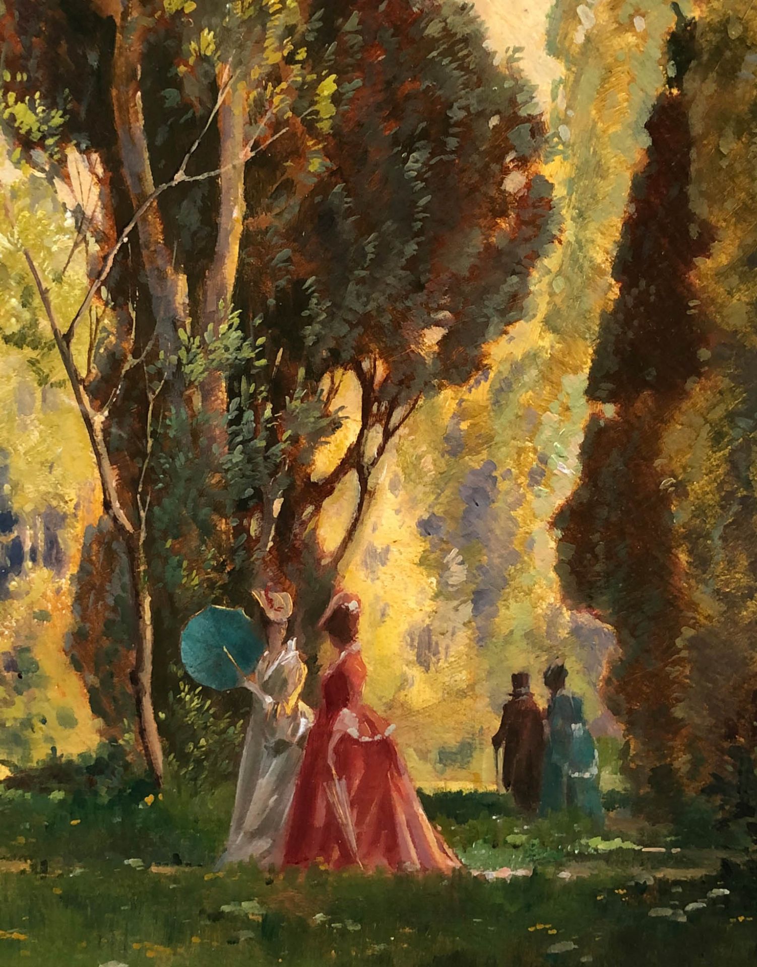 Gustav EYER (1887 - 1946). "Sommer im englischen Garten".36,5 cm x 34 cm. Gemälde. Öl auf Holz. - Bild 3 aus 8