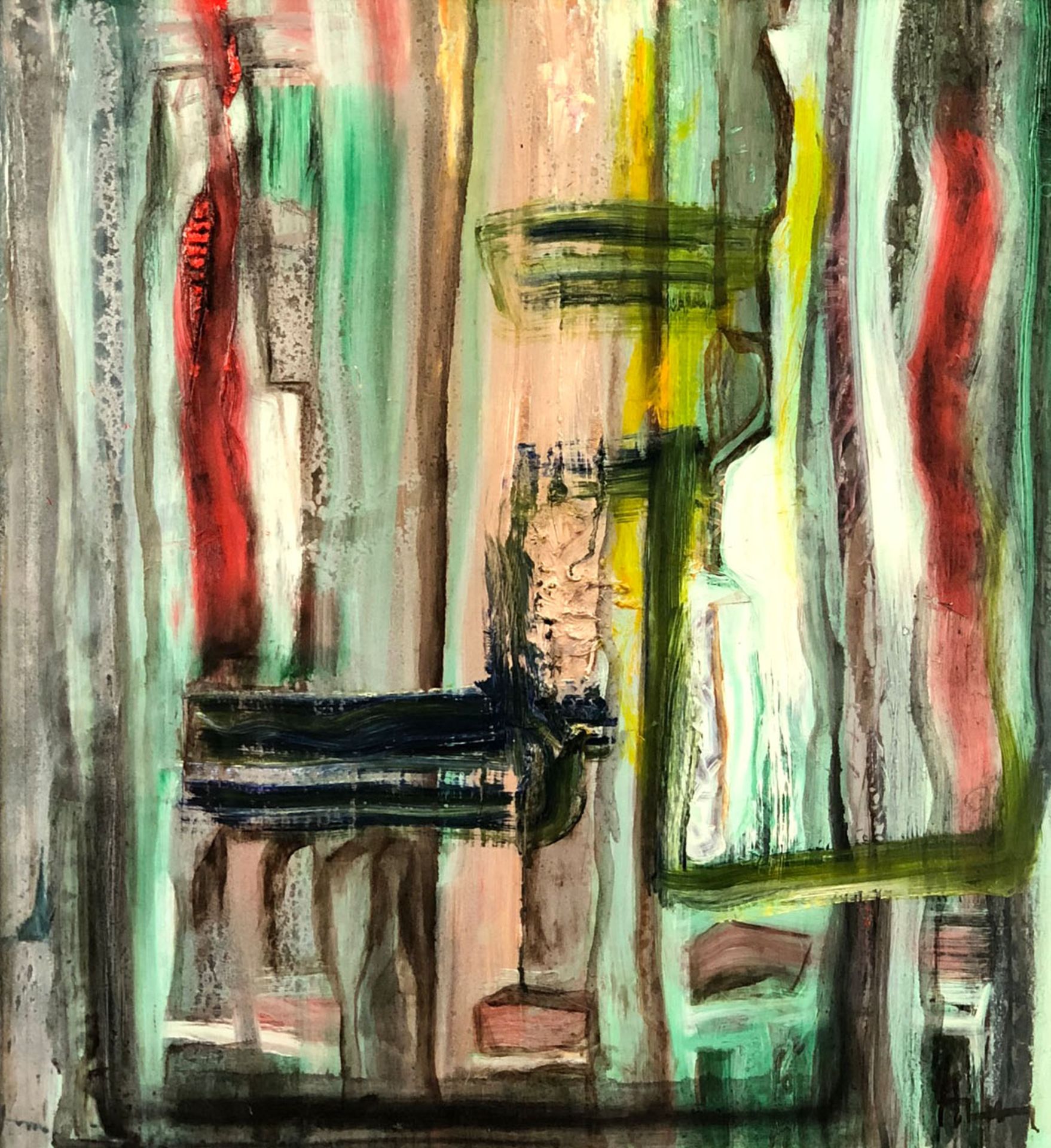 Herbert WEYL (1923 - 1998). Ohne Titel. 1991.66 cm x 61 cm. Gemälde. Öl auf Hartfaserplatte.