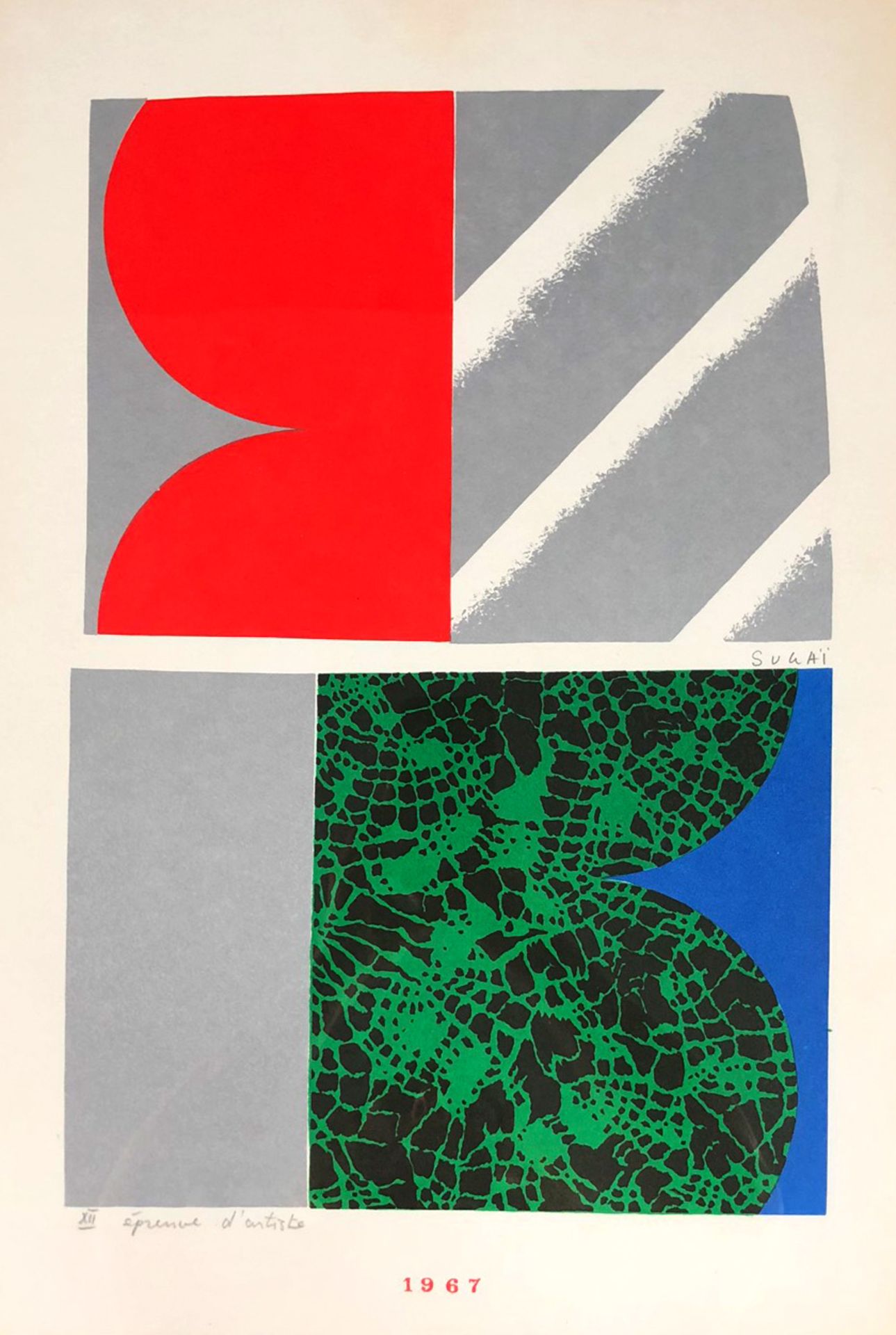 Kumi SUGAI (1919 - 1996). Le ciel bleu, 1967 / Printemps.41 cm x 28 cm der Druck. 1967 /