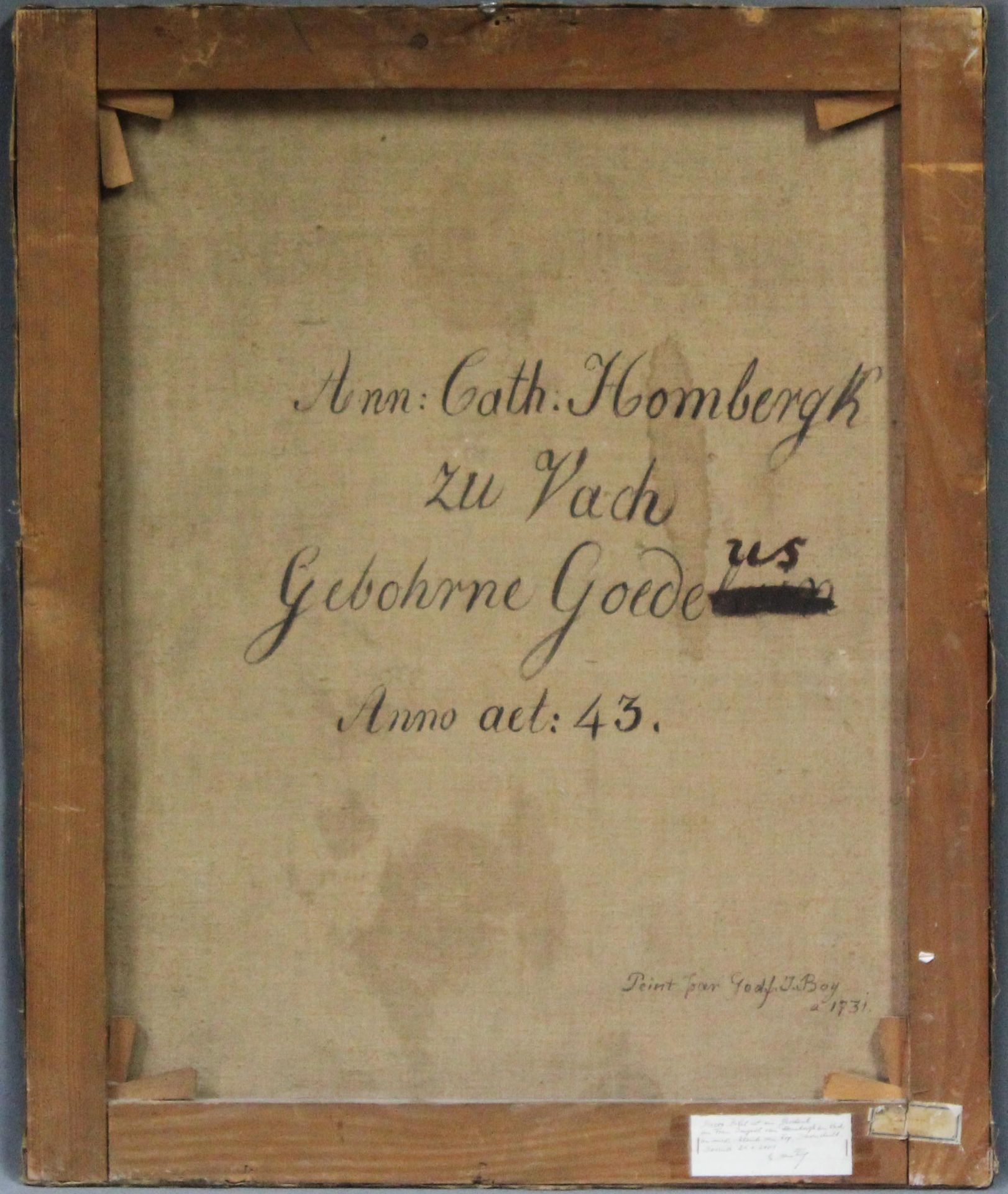Gottfried BOY (Attrib.) (1701 - 1755). Ann - Cath. - Hombergh.77 cm x 63 cm. Gemälde. Öl auf - Bild 4 aus 8