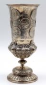 Münzpokal. "Nürnberg". Wohl Historismus um 1890.20,5 cm hoch. 352 Gramm. Silber 800.Coin cup. "