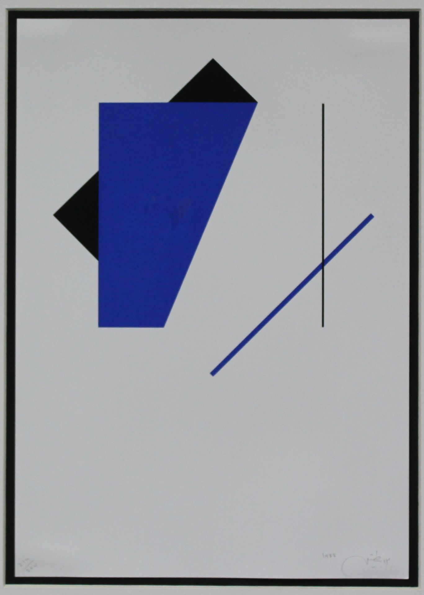 Medhi MOUTASHAR (1943). "carré plié en 68 ", 1988.29,5 cm x 21 cm. Seriengraphie. Auf Arles. "214/