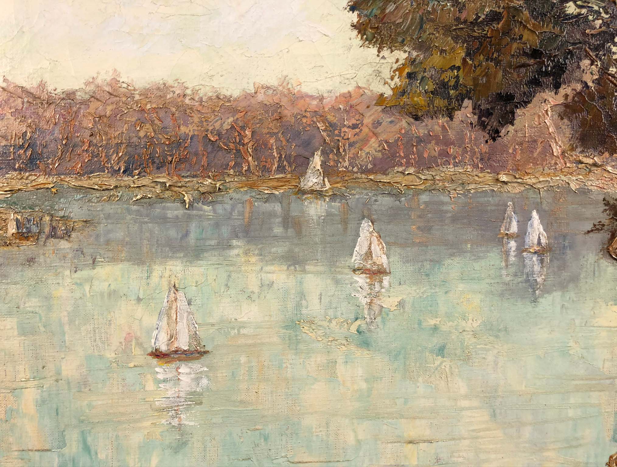 Otto PIPPEL (1878 - 1960). Segelboote auf einem See.81,5 cm x 101 cm. Gemälde. Öl auf Leinwand. - Image 7 of 10