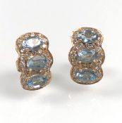 Ohrstecker. Gold 750. Diamanten. Aquamarine. 5,6 Gramm.Ear studs. 750 gold. Diamonds. Aquamarines.