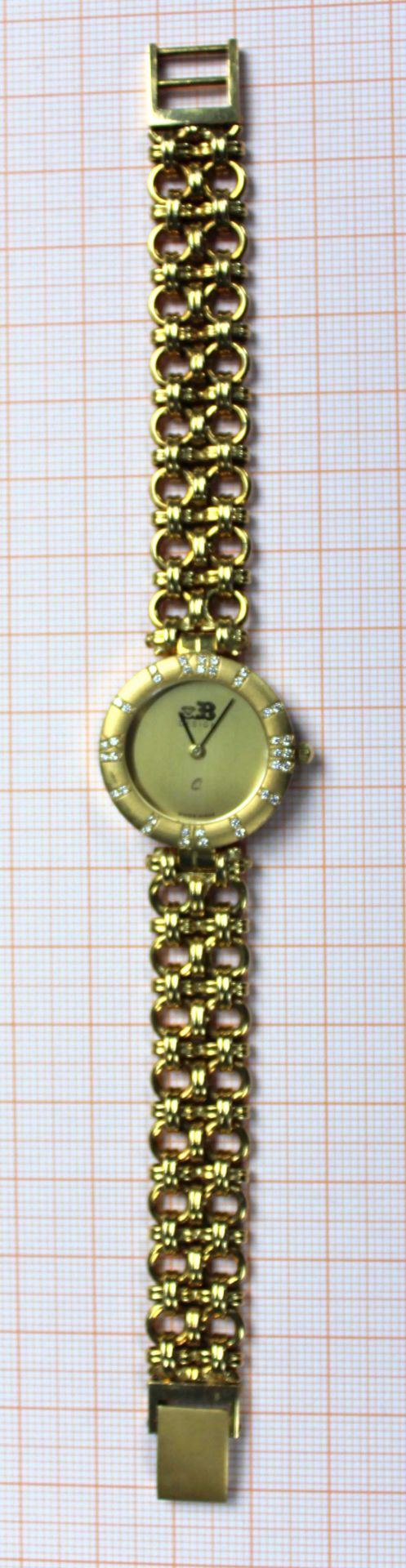 Schmuck Armbanduhr Gelb Gold 750, besetzt mit 36 kleinen Brillanten.58,5 Gramm Gesamtgewicht. - Bild 10 aus 11
