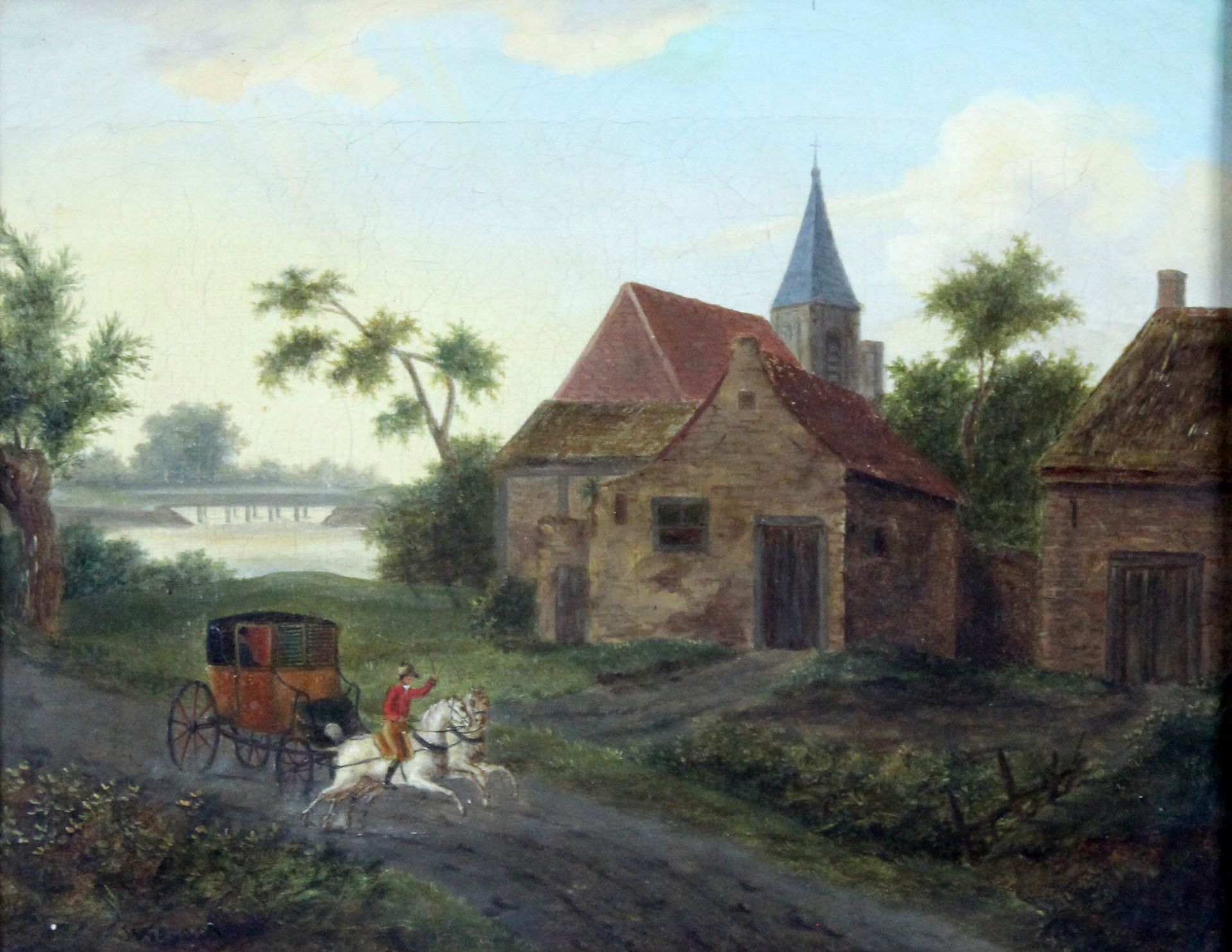 Jacques François Joseph SWEBACH (1769 - 1823). Kutsche.21,5 cm x 27,5 cm. Gemälde. Öl auf