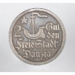Danzig 2 Gulden 1923 (J. D8).10,1 Gramm.Danzig 2 Gulden 1923 (J. D8).10,1 Gramm.