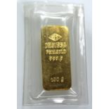 Goldbarren. Degussa 100 g.Gold boullion. Degussa 100 g.