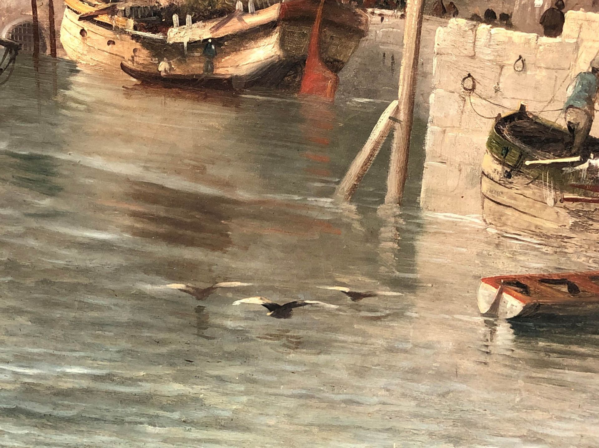 August VON SIEGEN (1850 -?). Hafenstadt.97 cm x 142 cm. Gemälde. Öl auf Leinwand. Unten Rechts - Image 8 of 12