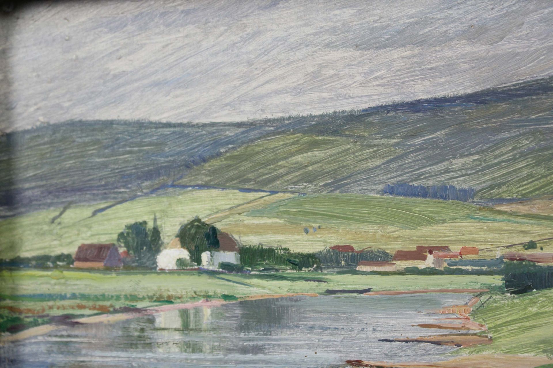 2 Gemälde, jeweils Öl auf Tafel. Landschaften.Georg GREVE-LINDAU (1876 - 1963). "Weimar August - Bild 14 aus 17