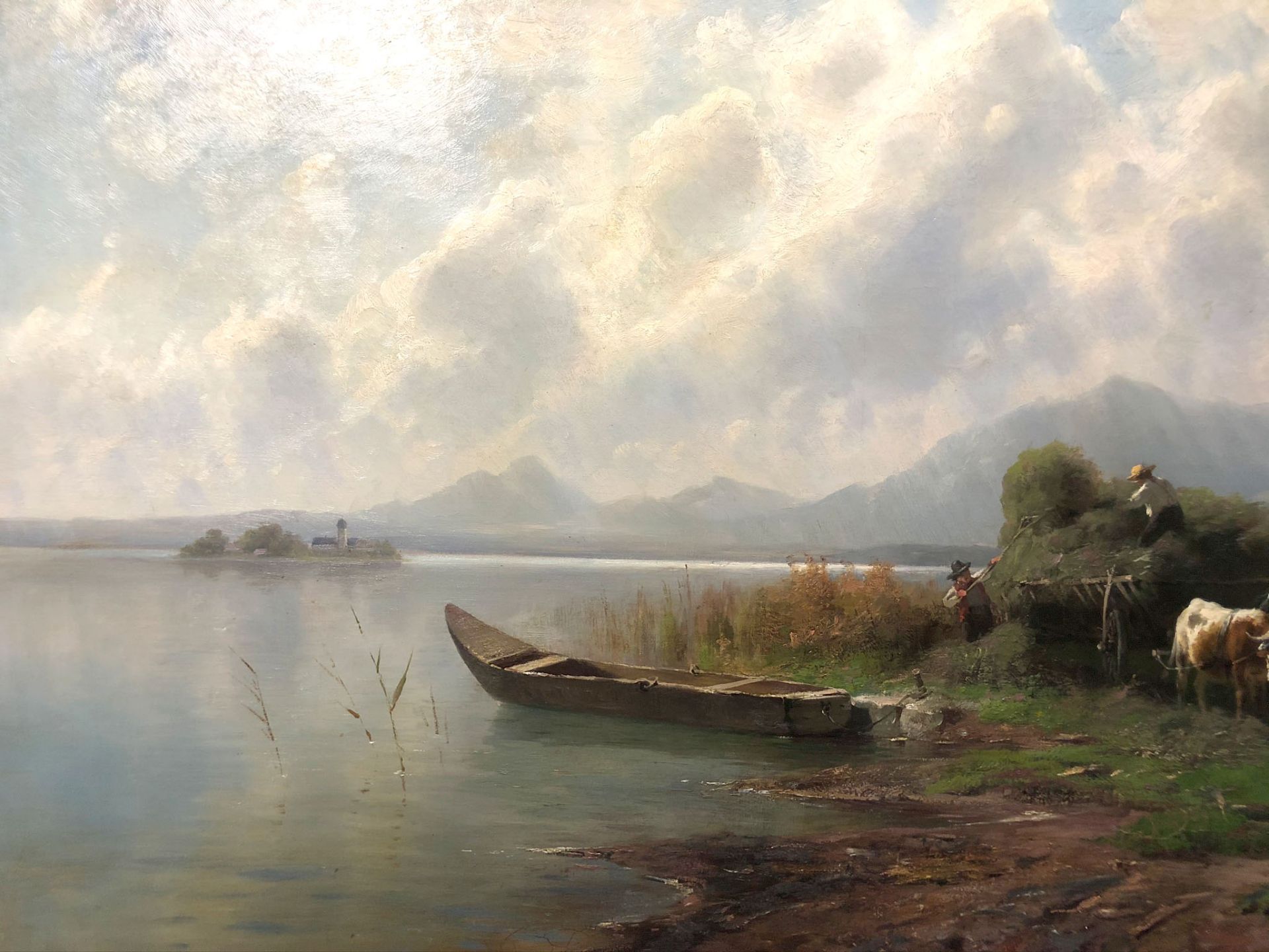 Robert August Rudolf SCHIETZOLD (1842 - 1908). Heuernte am Chiemseemit Blick auf die Fraueninsel. 71 - Bild 4 aus 10