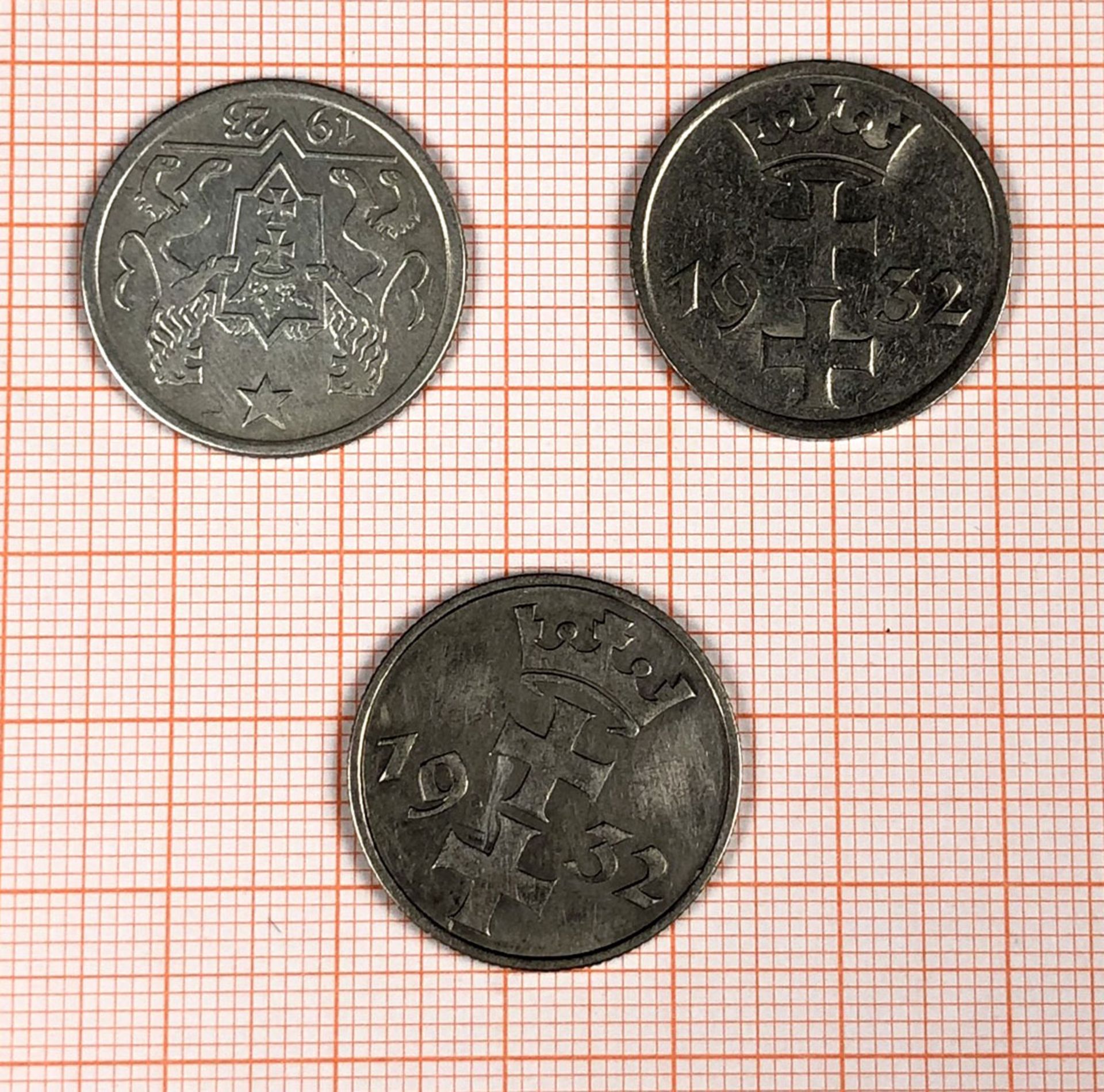 Danzig 3 mal Gulden. 1923 (J. D7) 2 mal 1932 (J. D15).14,9 Gramm zusammen.Danzig 3 mal Gulden. - Bild 3 aus 4