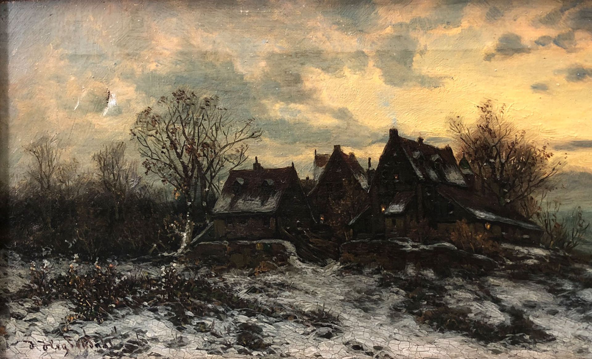 Joseph F. HEYDENDAHL (1844 - 1906). Heimkehr im Winter.21,5 cm x 80 cm. Gemälde. Öl auf Leinwand. - Image 5 of 11