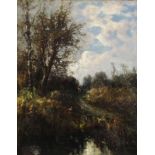 Franz Josef Adolf GRAF (1840 - 1916). "Herbststimmung" ("Die Wasserpfütze")50 cm x 39 cm. Gemälde.