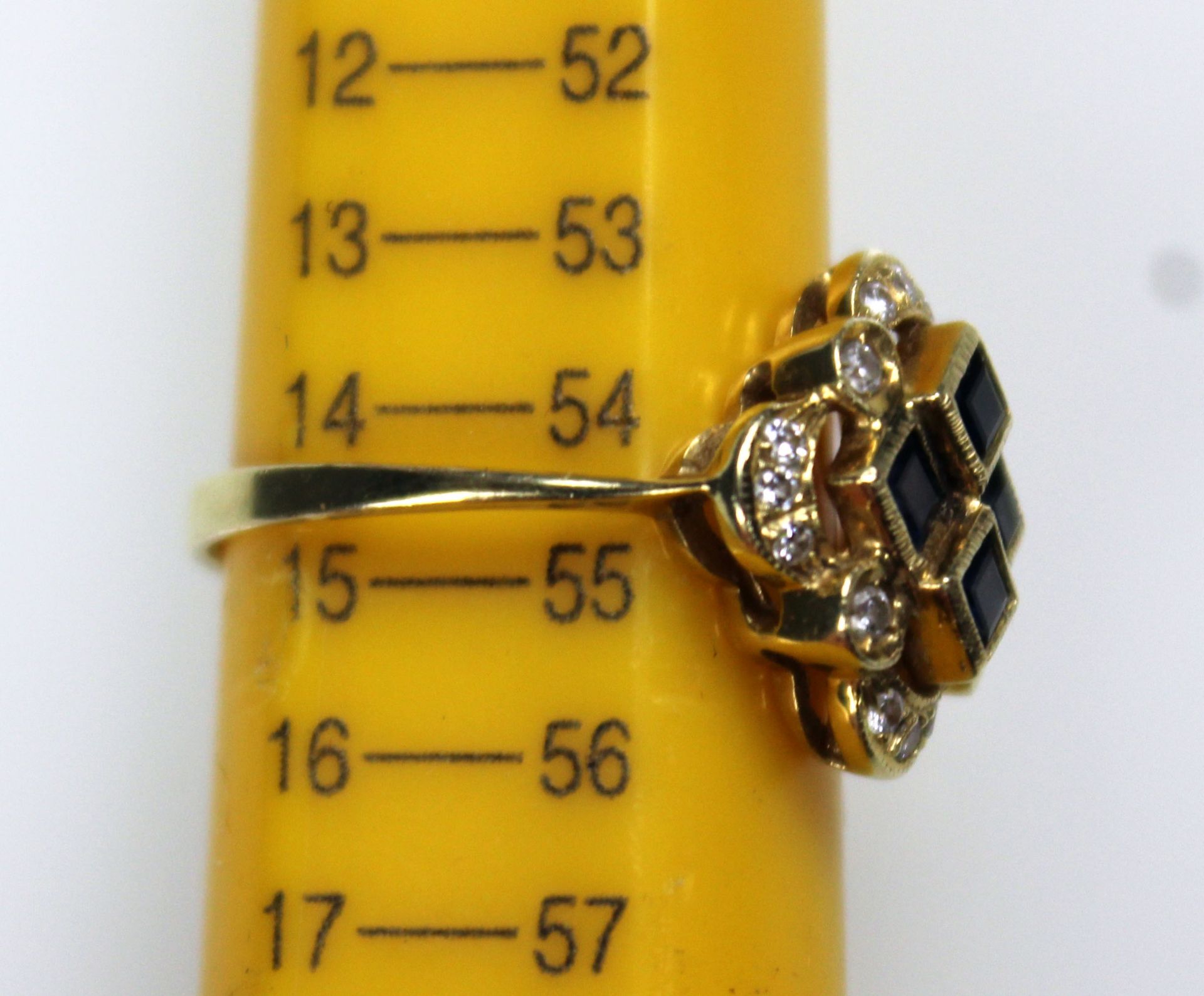 Gelb Gold 585. 3 Ringe. Amethyst, Rubine, Saphire, Diamanten.11,9 Gramm Gesamtgewicht. 3 Diamanten - Image 6 of 8