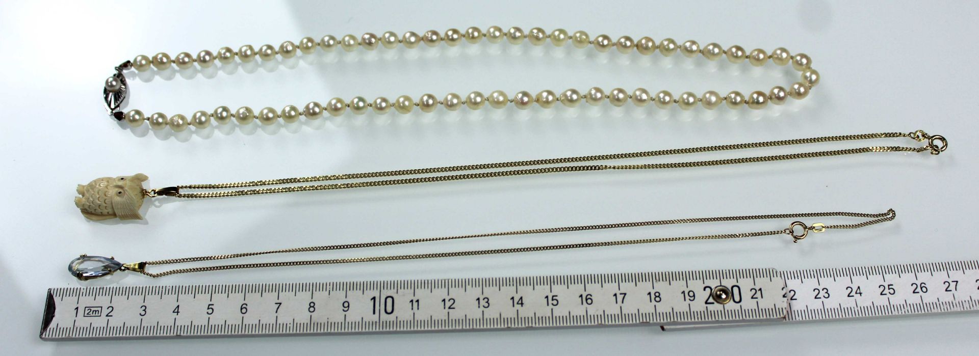 Gold 333. Perlenkette mit Goldschließe. 2 x Goldketten mit Anhängern.Bis 54 cm inklusive Anhänger - Bild 10 aus 10