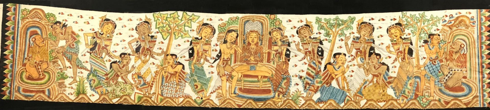 Malerei. Buddhismus. Asien.29 cm x 146 cm.Painting. Buddhism. Asia.29 cm x 146 cm.
