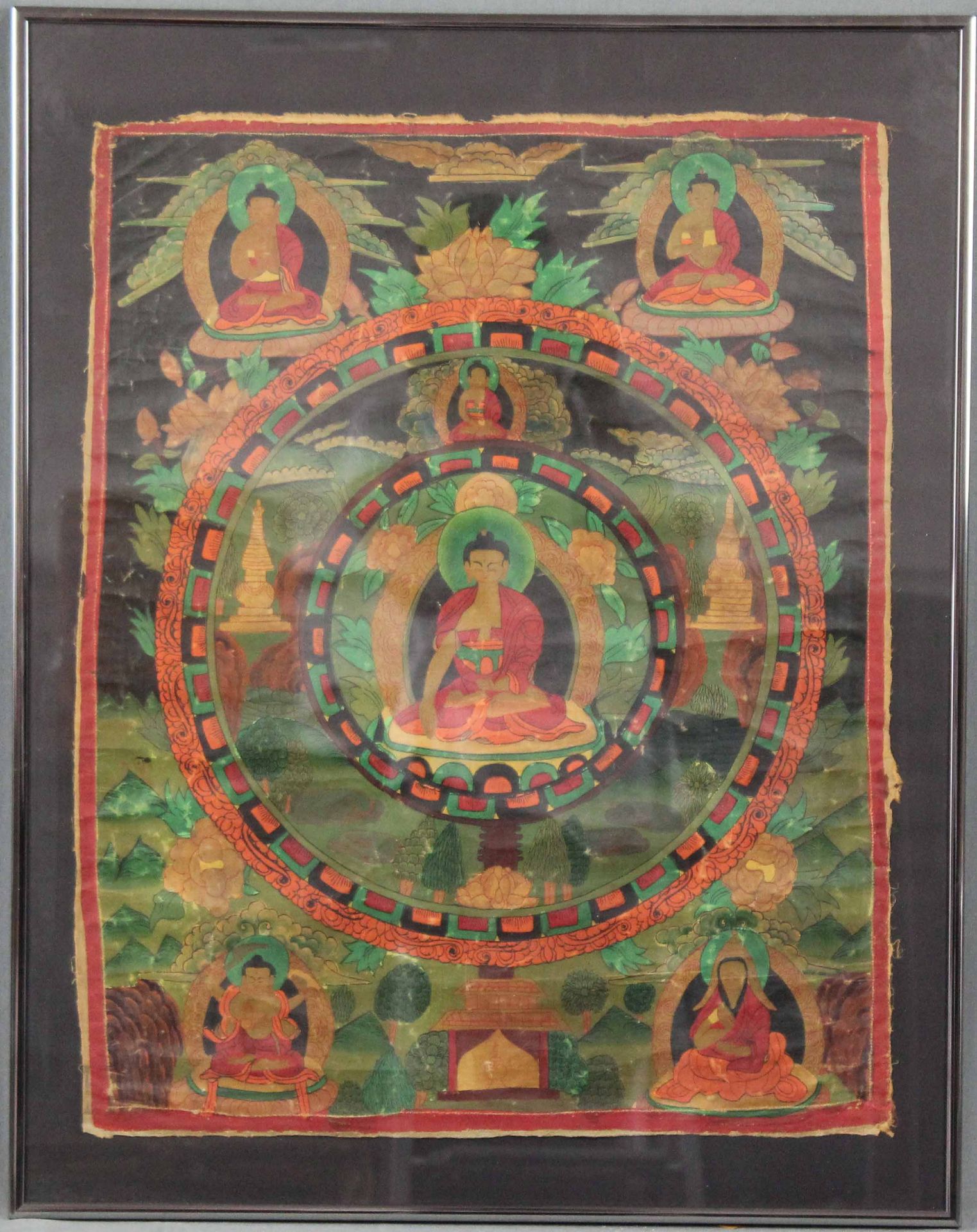 Zwei Thangka ''Weisse Tara auf Lotusblume'' und ''Grüne Tara''61 cm x 49 cm und 61 cm x 42 cm. - Bild 6 aus 13