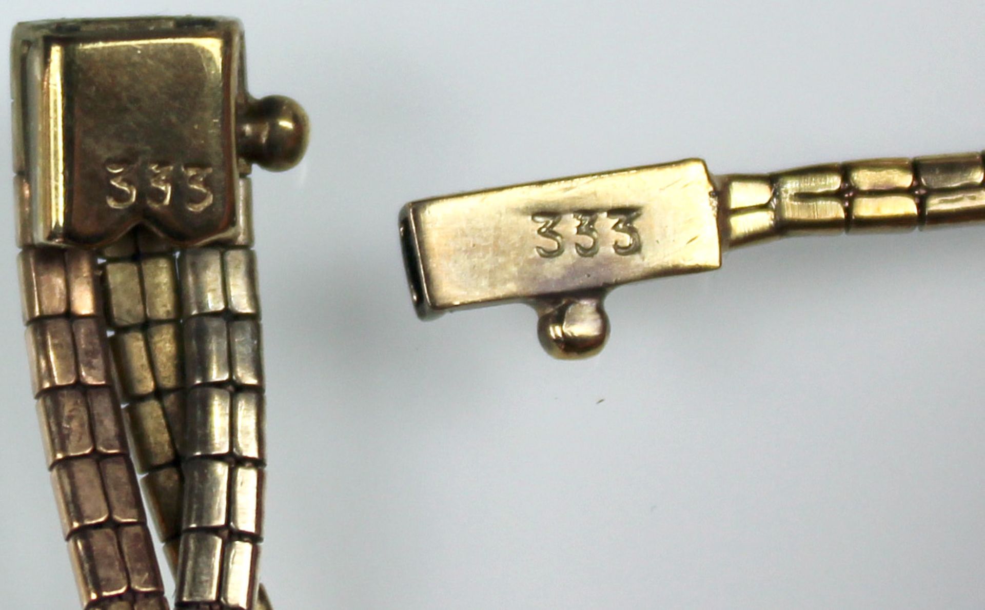 Halskette, 2 Armketten, Brosche mit 2 Perlen. Gelb Gold 333.45,2 Gramm Gesamtgewicht. Bis 45,5 cm - Bild 2 aus 7