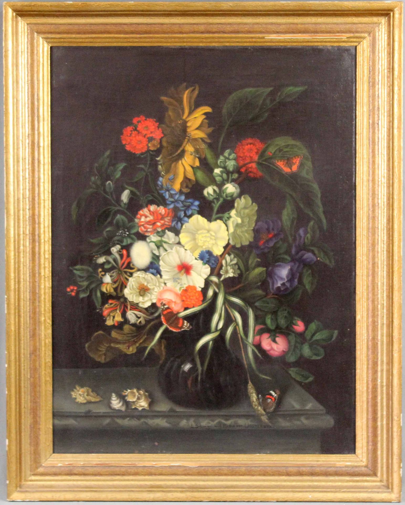 Nach Maria VAN OOSTERWYCK. "Blumen und Muscheln".75 cm x 55,5 cm. Gemälde. Öl auf Leinwand. Kopie - Bild 4 aus 11