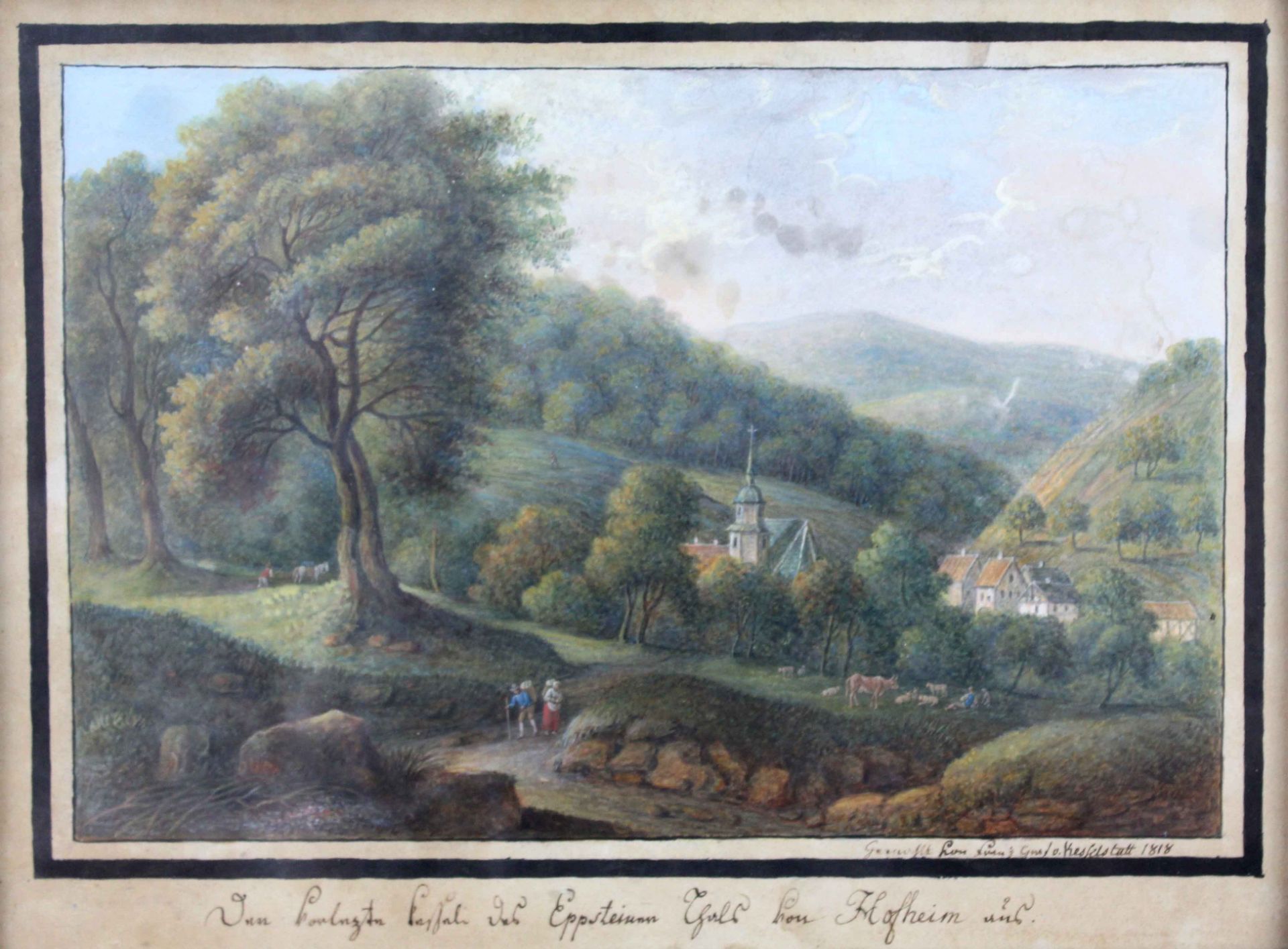 Franz Ludwig VON KESSELSTADT (1753 - 1841). Zwei Aquarelle.Bis 16,5 cm x 21,7 cm. Gemälde. - Bild 2 aus 9