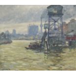 Jakob WEITZ (1888 - 1971). Industriehafen am Niederrhein, 1926.70 cm x 82 cm. Gemälde. Öl auf