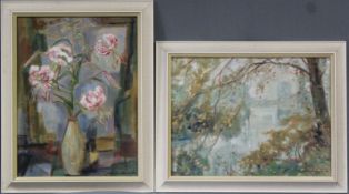 Cläre ROEDER-MÜNCH (1910-1988). 2 Gemälde.Bis 47,5 cm x 63 cm. Gemälde. Öl auf Platte. Je rechts