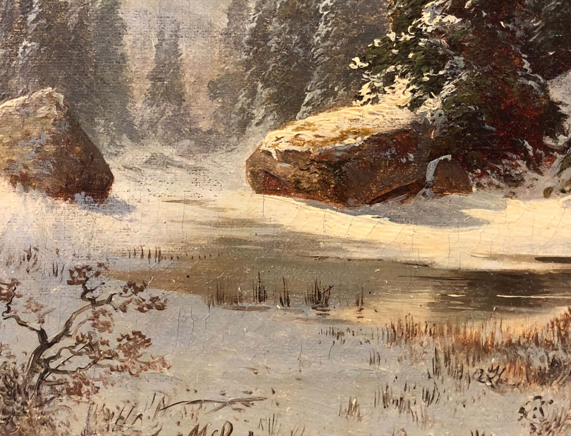 Michael SACHS (1836 - 1893). Hünengrab im Schnee.28,5 cm x 34,5 cm. Gemälde. Öl auf Leinwand. - Image 4 of 8