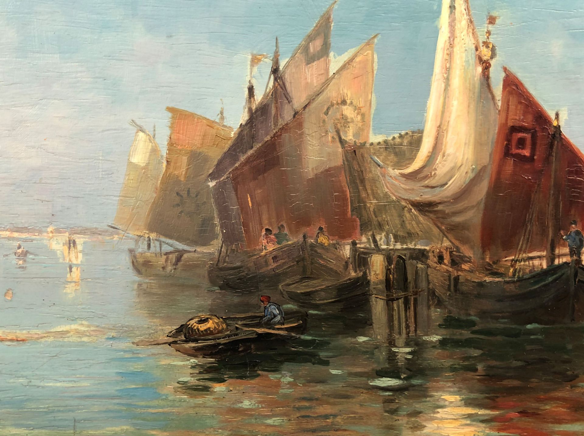 Désiré THOMASSIN - RENARDT (1858 - 1933). Fischer in der Lagune von Venedig.Nach altem Brauch wird - Bild 4 aus 7