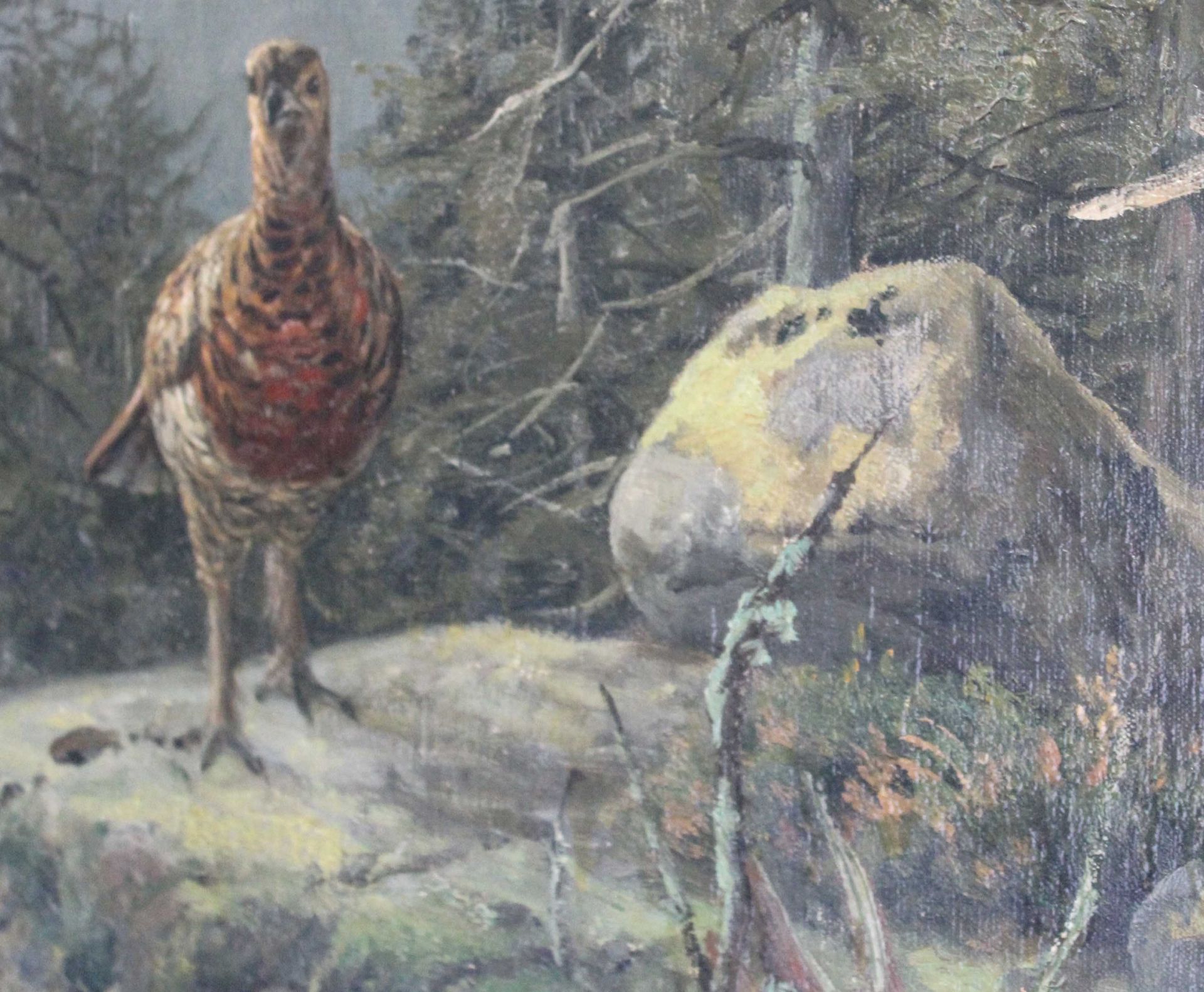 Carl ZIMMERMANN (1863 - 1930). Auerhahn und Rebhuhn vor der Schneekoppe.80 cm x 125 cm. Gemälde. - Bild 4 aus 17