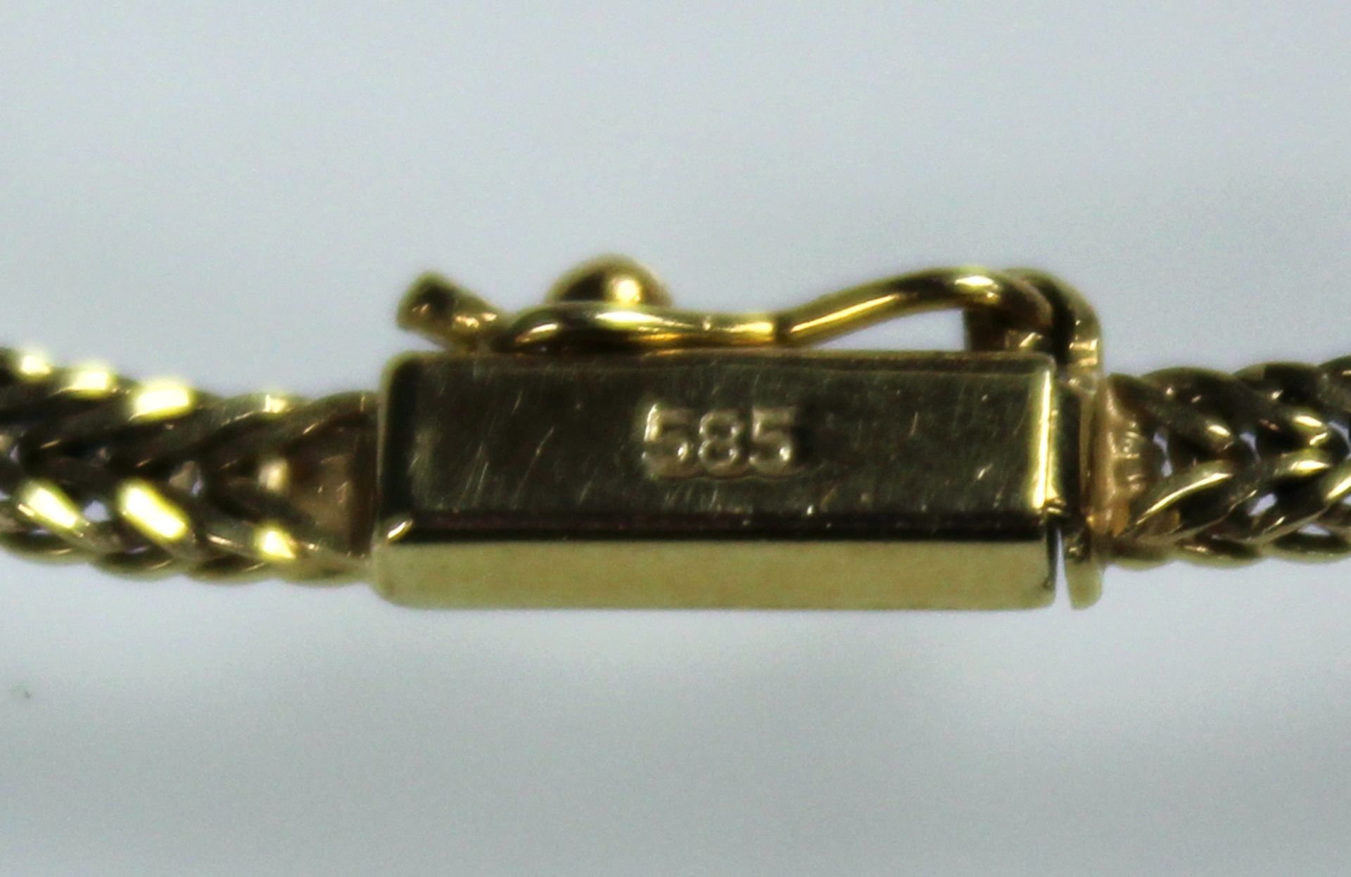 Gelb Gold 585. Halskette. Armkette mit Brillant, dazu ein Anhänger.20,9 Gramm Gesamtgewicht. - Bild 7 aus 10