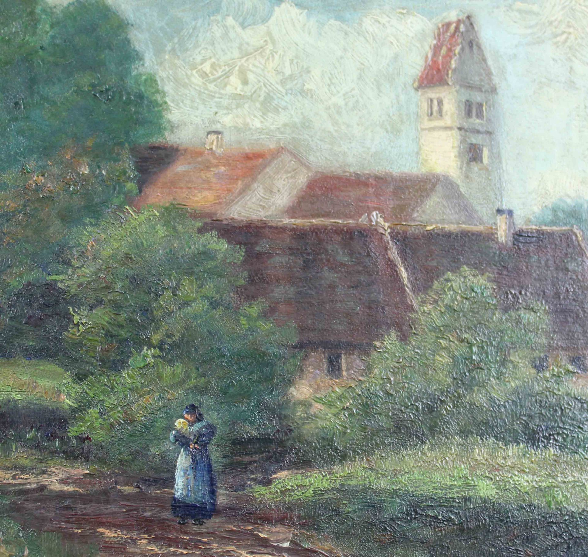 Alex STENZEL (XX). ''Obermenzing um 1876''.65 cm x 92,5 cm. Gemälde, Öl auf Holz. Rechts unten - Bild 5 aus 7