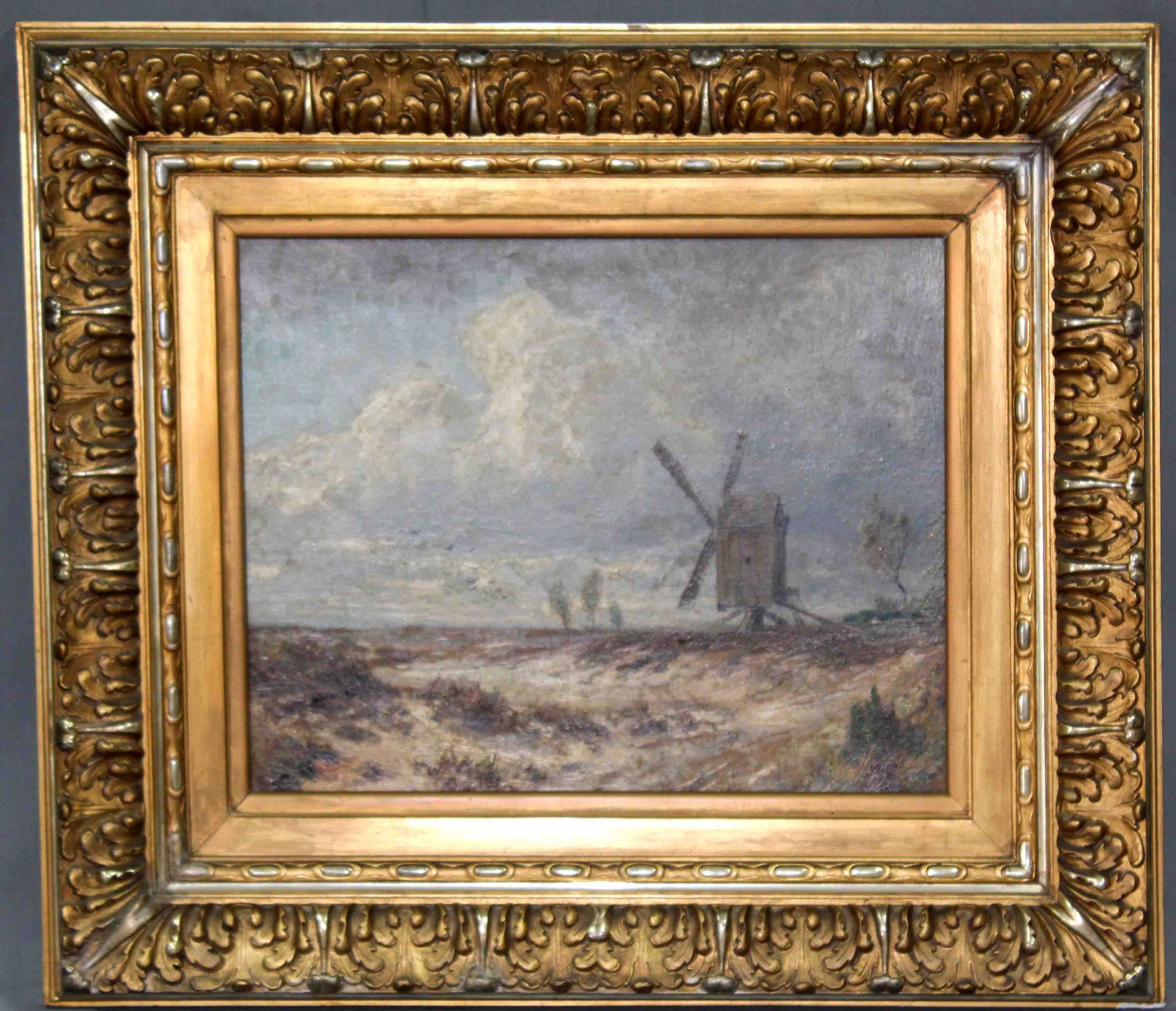 Haager Schule (XIX - XX). Polderlandschaft mit Windmühle.40 cm x 50 cm. Gemälde. Öl auf Platte. - Image 2 of 6