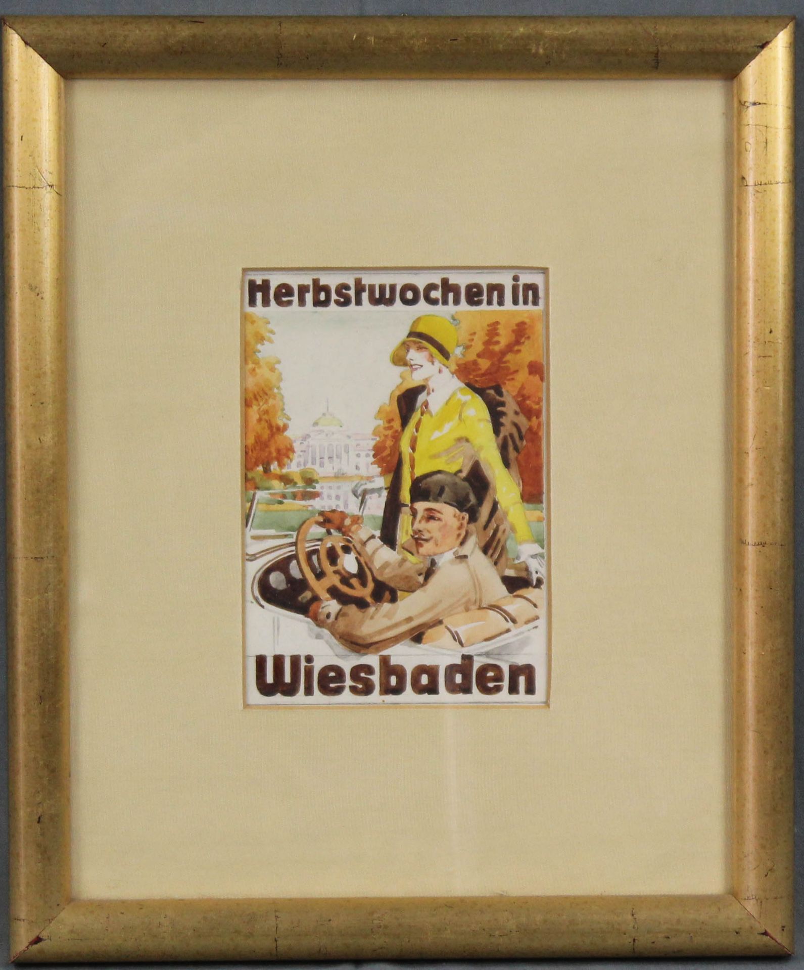 Ludwig HOHLWEIN (1874 - 1949) zugeschrieben. "Herbstwoche in Wiesbaden".17,5 cm x 12,5 cm im - Image 4 of 4