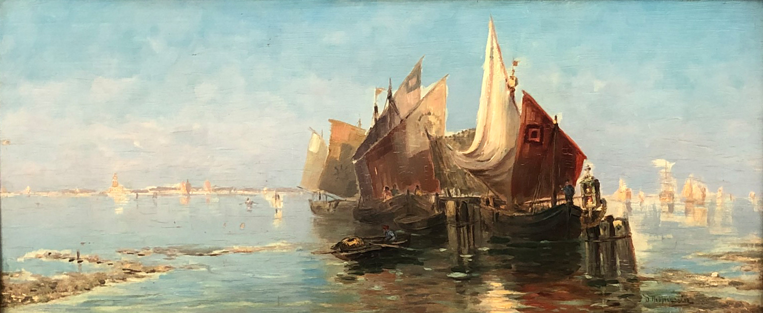 Désiré THOMASSIN - RENARDT (1858 - 1933). Fischer in der Lagune von Venedig.Nach altem Brauch wird