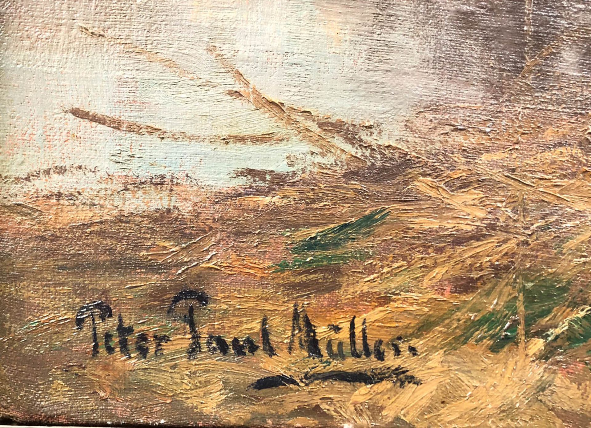Peter Paul MÜLLER (1853 - 1930). Herbstliche Flusslandschaft.88 cm x 118,5 cm. Gemälde. Öl auf - Bild 5 aus 7