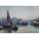 Richard MALCOLM LLOYD (1855 - 1945). "Castletown Harbour".36 cm x 51 cm im Ausschnitt. Gemälde.