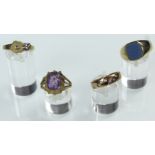 4 Ringe Gelb Gold 333. Auch Amethyst, Diamanten.11,5 Gramm Gesamtgewicht.4 rings yellow gold 333.