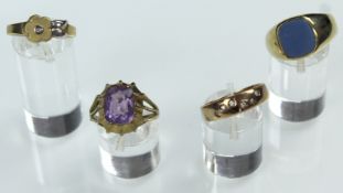 4 Ringe Gelb Gold 333. Auch Amethyst, Diamanten.11,5 Gramm Gesamtgewicht.4 rings yellow gold 333.