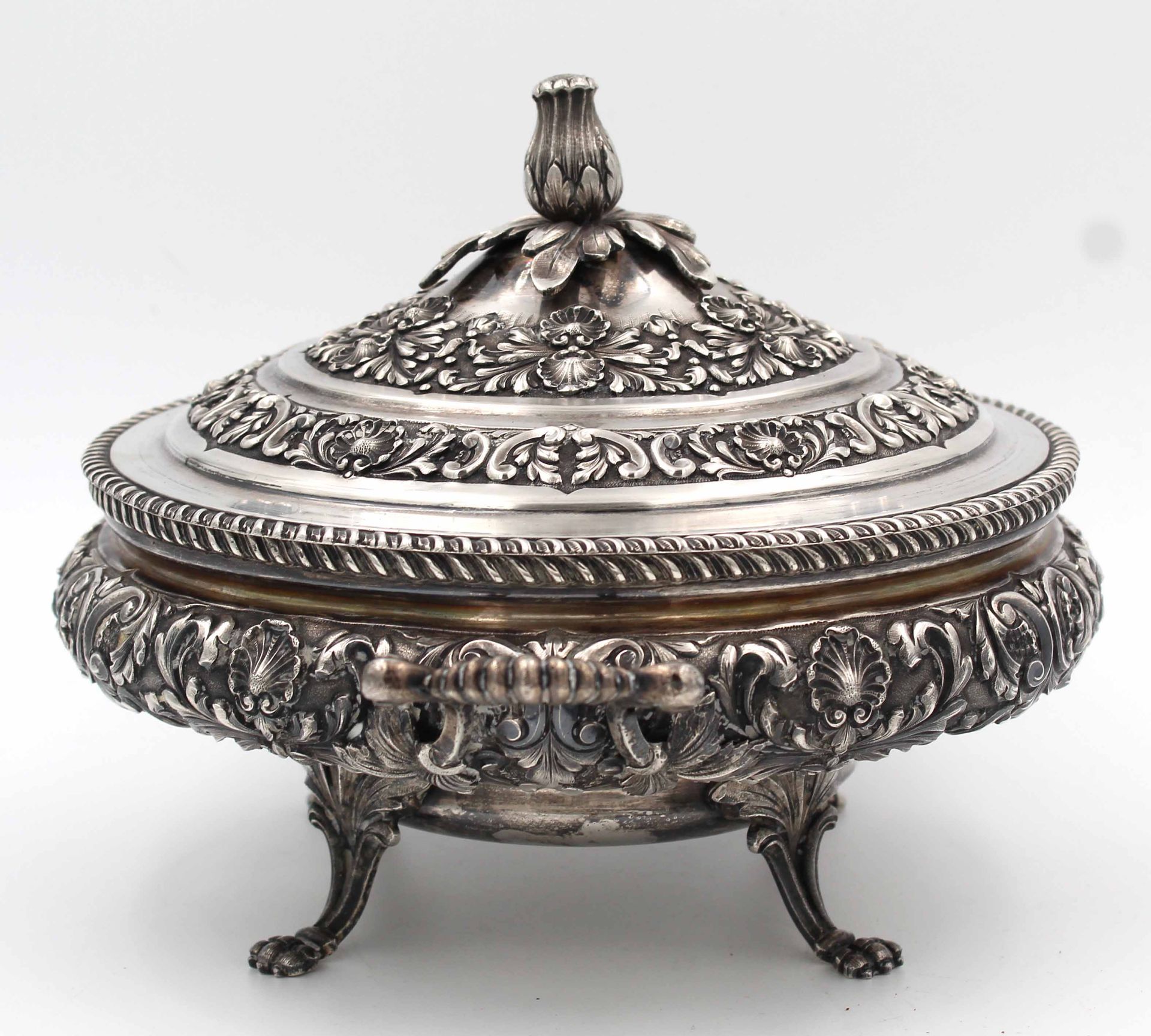 Terrine. Silber 925. 1652 Gramm.30 cm x 25 cm. Gepunzt ''STERLING 925 - 1000''.Tureen. Silver 925. - Bild 7 aus 12