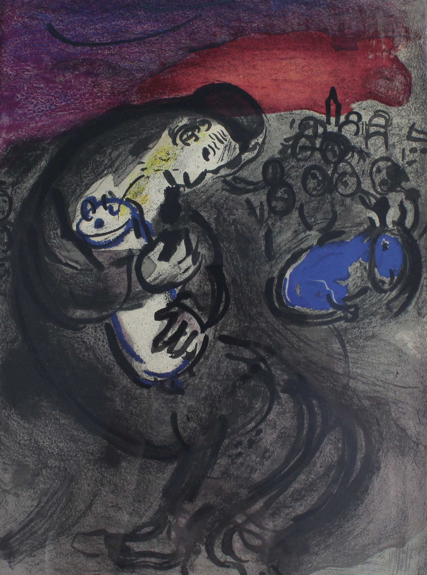 Marc CHAGALL (1887 - 1985). "Pleurs de Jérémie"35cm x 25,8 cm. Lithographie. (Das Klagelied des