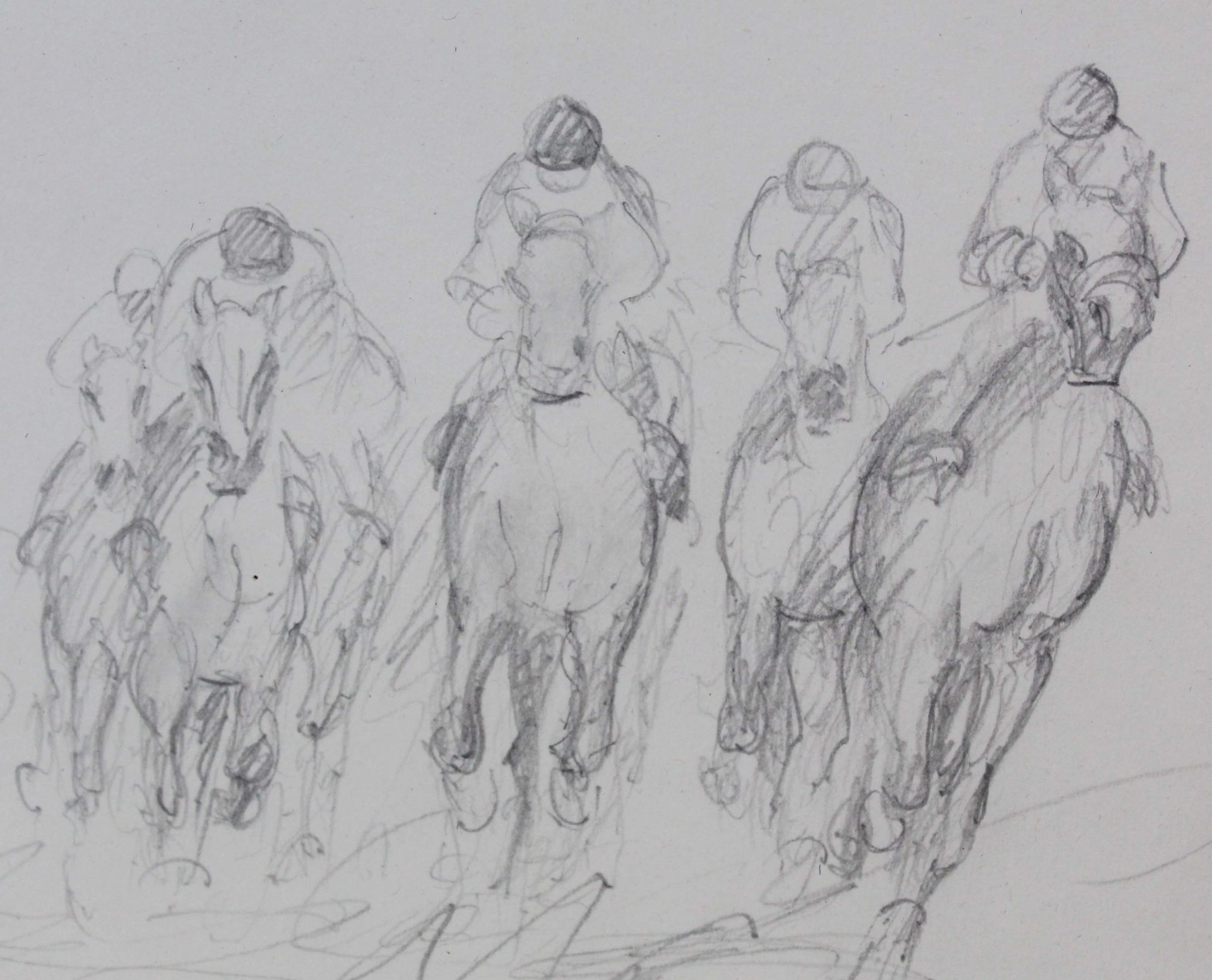 Otto DILL (1884 - 1957). Pferderennen. Turf.20 cm x 25 cm im Ausschnitt. Feine Kohlezeichnung auf - Bild 3 aus 6