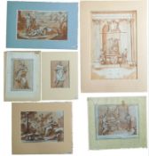 6 Blatt wohl 17. - 18. Jahrhundert. Wohl Aquarelle. Bis 48 cm x 33 cm.6 sheets probably 17th -