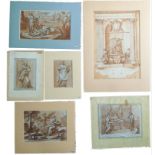 6 Blatt wohl 17. - 18. Jahrhundert. Wohl Aquarelle. Bis 48 cm x 33 cm.6 sheets probably 17th -