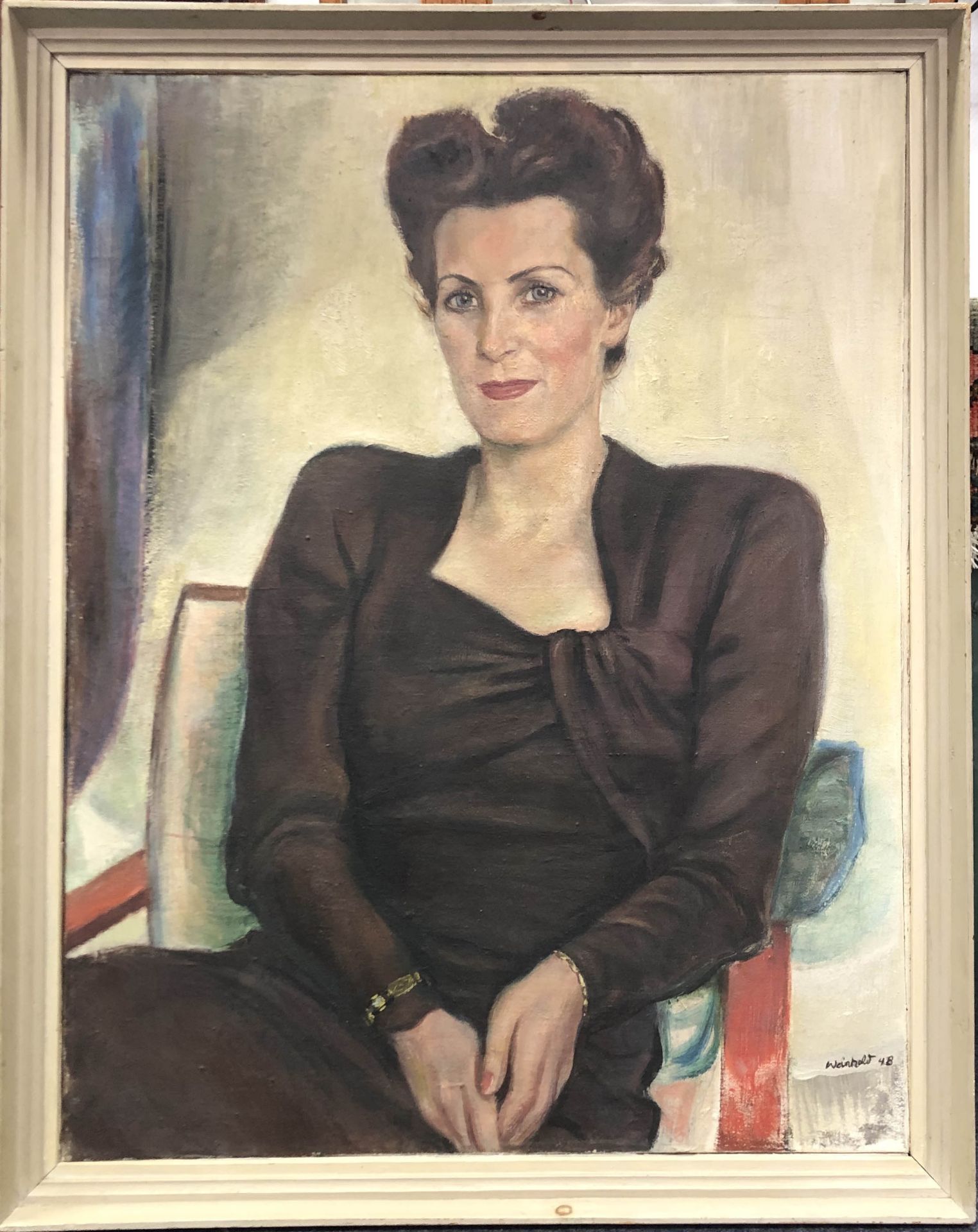 Kurt WEINHOLD (1896-1965). Portrait "Frau Marga Mehl" 1948.92,5 cm x 70 cm. Gemälde. Öl auf - Image 8 of 15