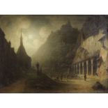 Wilhelm LICHTENHELD (1817 - 1891). Salzburg, Abend.55 cm x 75 cm. Gemälde. Öl auf Leinwand. Rechts