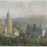 Ernst TOEPFER (1877 - 1955). "Idstein mit Hexenturm, 1917".100 cm x 102 cm. Gemälde. Öl auf