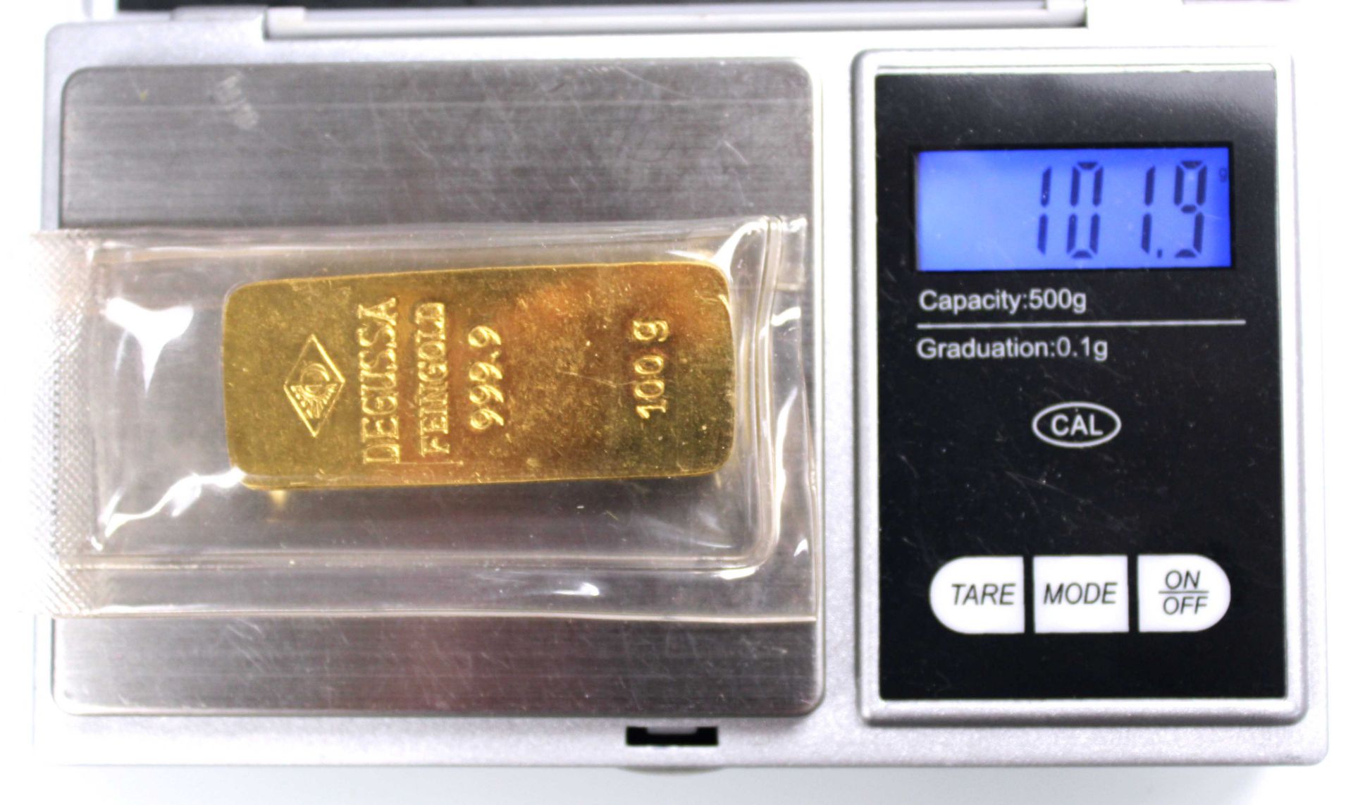 Goldbarren. Degussa 100 g.Gold boullion. Degussa 100 g. - Bild 4 aus 4